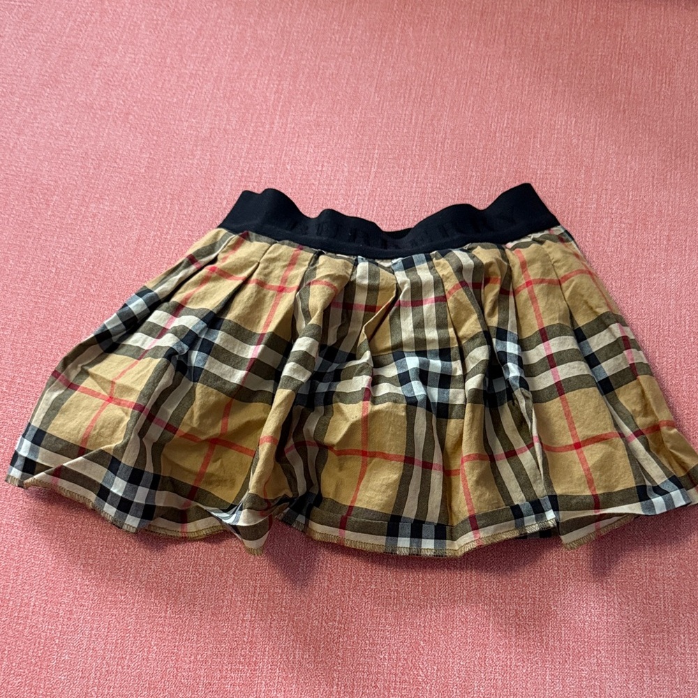 Burberry Kids Checkered Skirt in Tan and Black